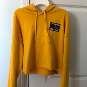 Yellow forever 21 cropped sweatshirt